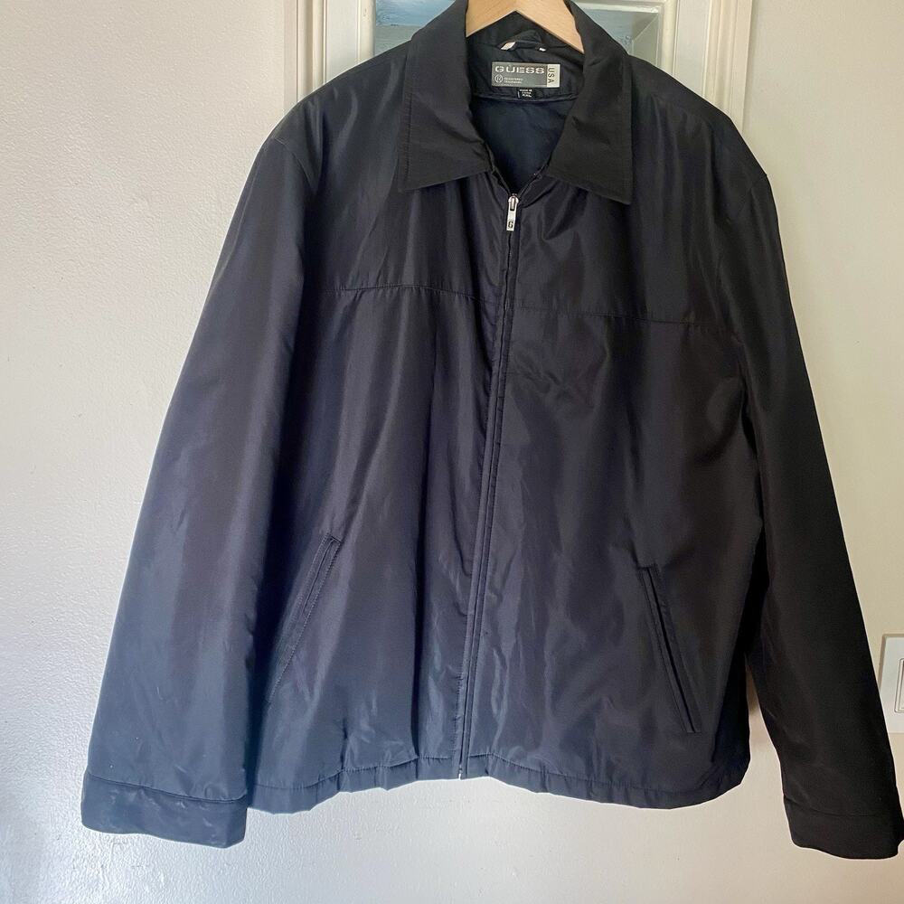 Guess Men’s XXL Black Jacket Zip Up Jacket Front Side Pockets